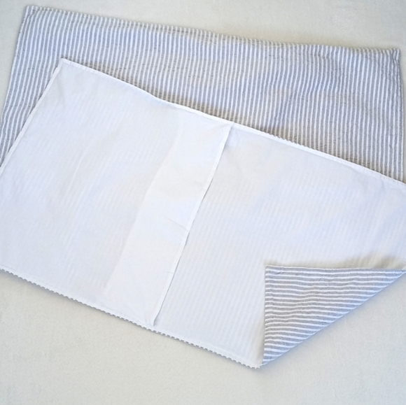 INUP Home Portugal Farmhouse Grey White Puckered Striped King Pillow Sham Set - Picture 8 of 15